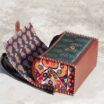 Genuine Leather box bag with ajrakh block print - Image 3