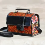 Genuine Leather box bag with ajrakh block print - Image 3